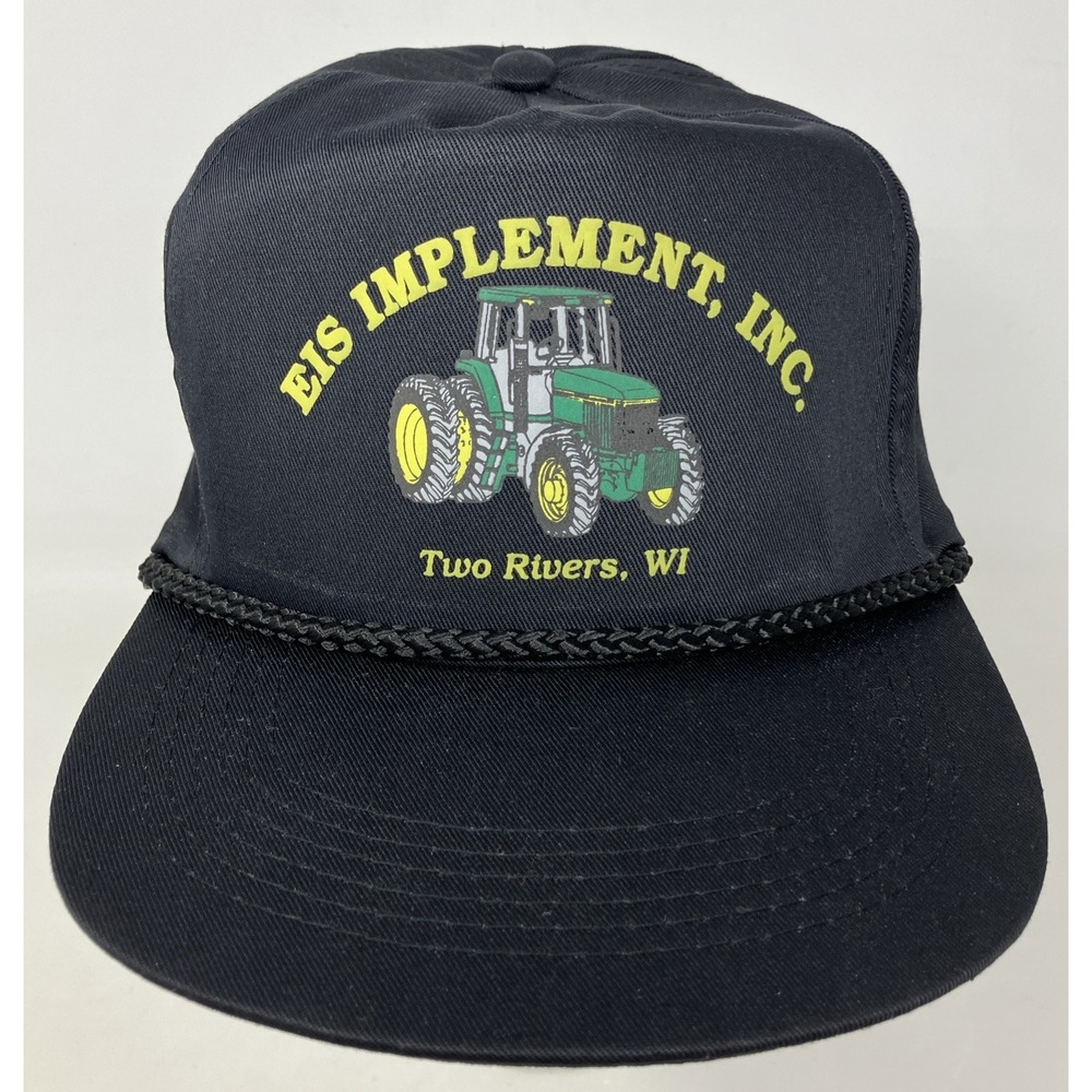 Vintage John Deere EIS Implements Inc Two Rivers Wisconsin Tractor Snapback Hat